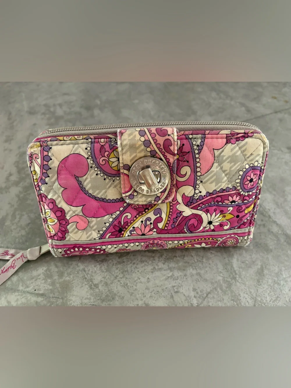 Vera Bradley Pink Paisley Quilted Turn-Lock Wallet